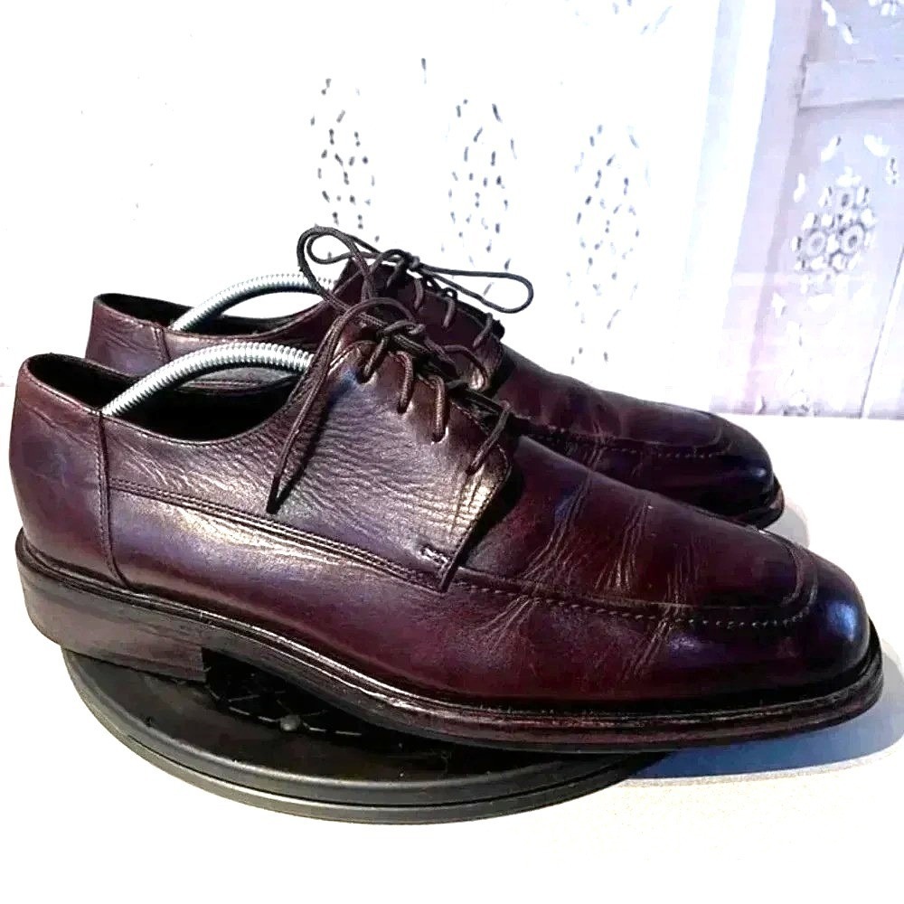 Cole Haan Mens 11M Burgundy Leather Apron Toe Derby Dress Shoes Business‎ Formal